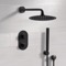 Matte Black Thermostatic Shower System with Handheld, Rain Shower Head, Shower Faucet Set
